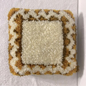 Vintage Handmade  Cream Brown Tapestry Rug Pillow